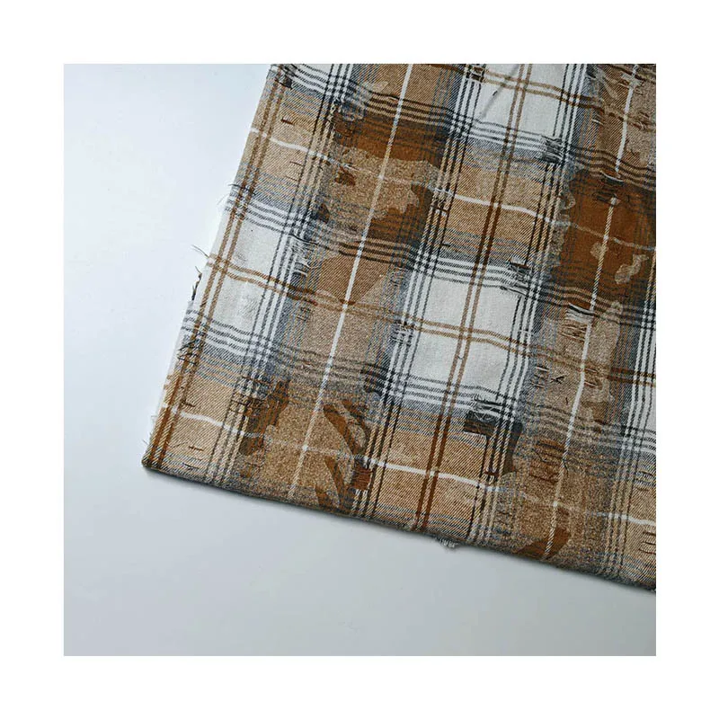7S 250-280gsm CVC Yarn Dyed Fabric Twill Woven Cotton Polyester Yarn Dyed Check Fabric Print Flannel Fabric