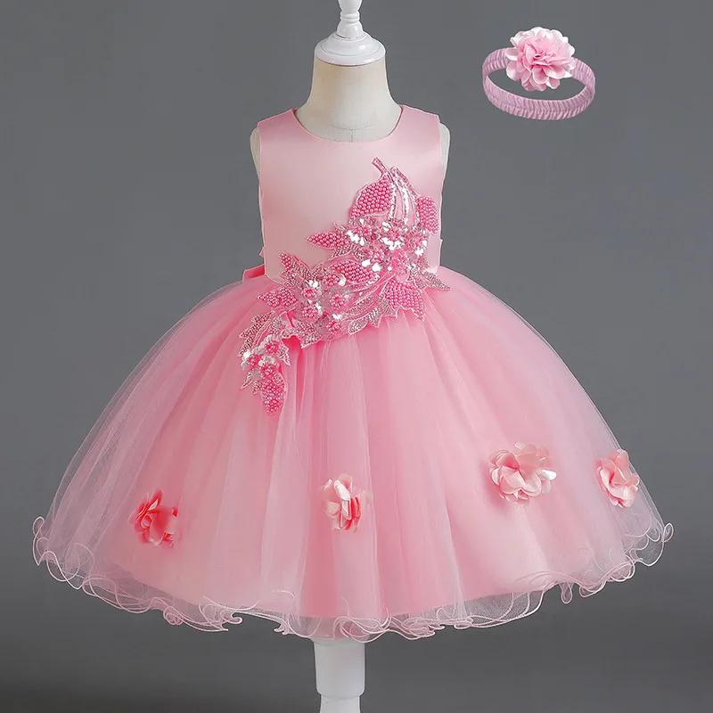 LZH Baby Girls Mesh Tutu Princess Gown Wedding Party Baby 1 Year Birthday Dress Christmas Infant White Christening Dress