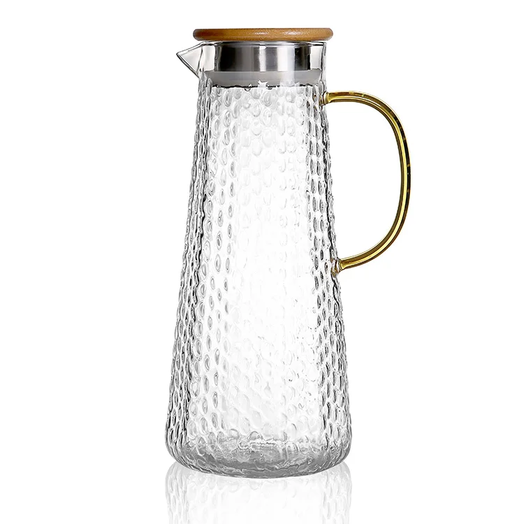 AIHPO3 Hot New 2023 Wholesale Borosilicate  Tall Glass Pitcher Ice Tes Carafe Cold Water Jug with Lid for Hot Cold Beverages