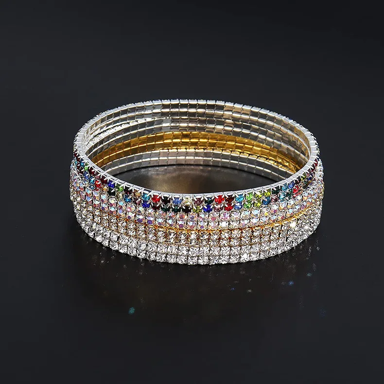 GYX ODM Pulsera Fashion Luxury Bling Gift Trend Zircon Diamond Rainbow Chain Tennis Bracelets Women