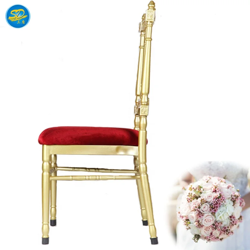 Castle Golden Painting Noble Red Velvet  Banquet Event Party Wedding Royal Chair Napoleon Chair