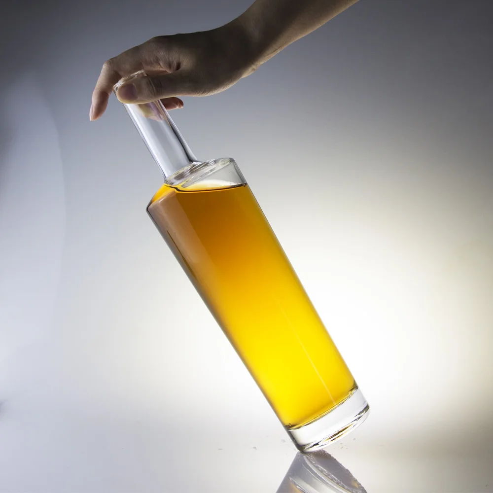 Wholesale Supply Printing Gin Bottles 750ml Bar Top Spirits Long Neck Vodka Whiskey Glass Bottle For Brandy