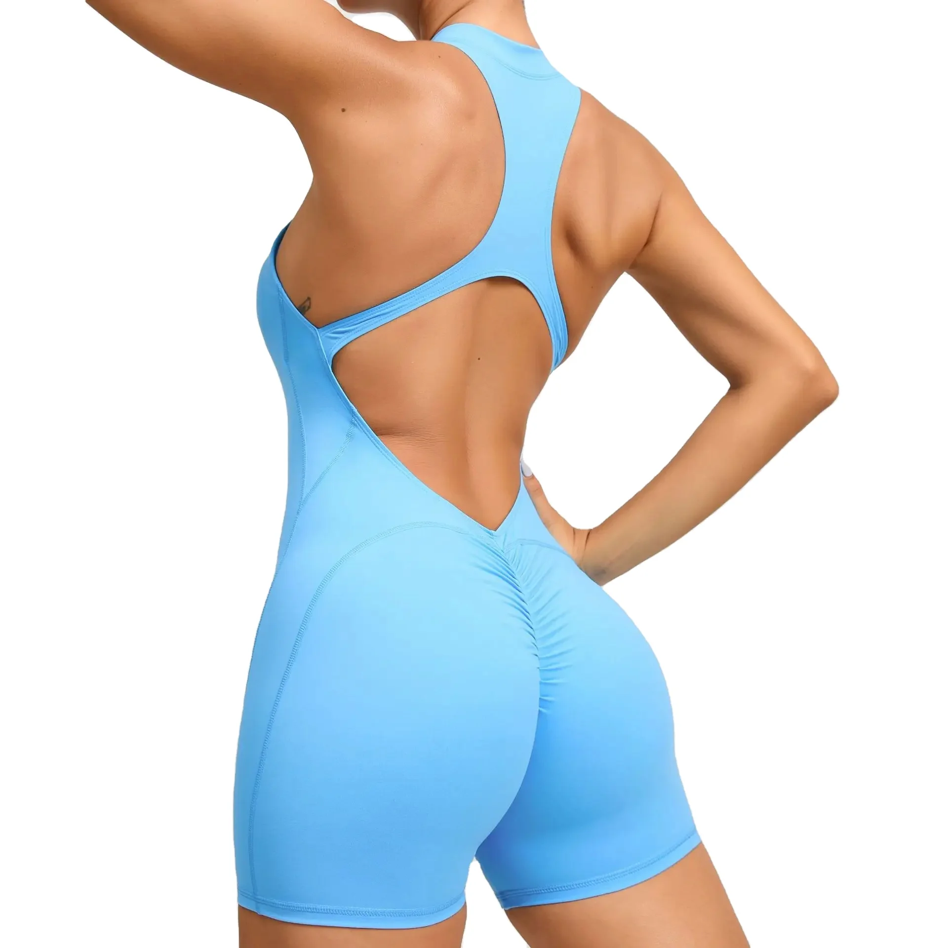 Jumpsuit Women 2024 One-Piece Non-Service Line With Tight Zipper Sports Yoga Wear Quick Dry Pleats Fitness Jumpsuits Playsuits