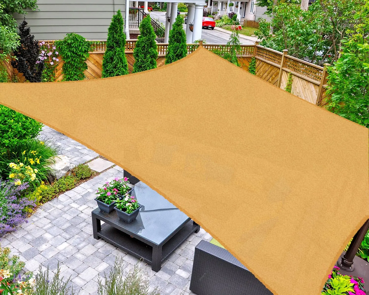 Outside Rectangle Sun Shade Sail Waterproof Oxford Material UV Stabilized Sun Shading Sail