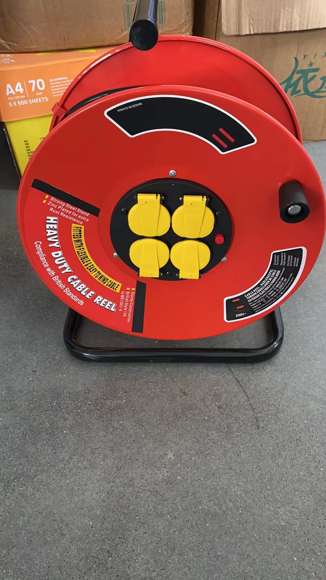 plastic extension power cord roll standstand grounding reel winding retractable electric cable drum de audio