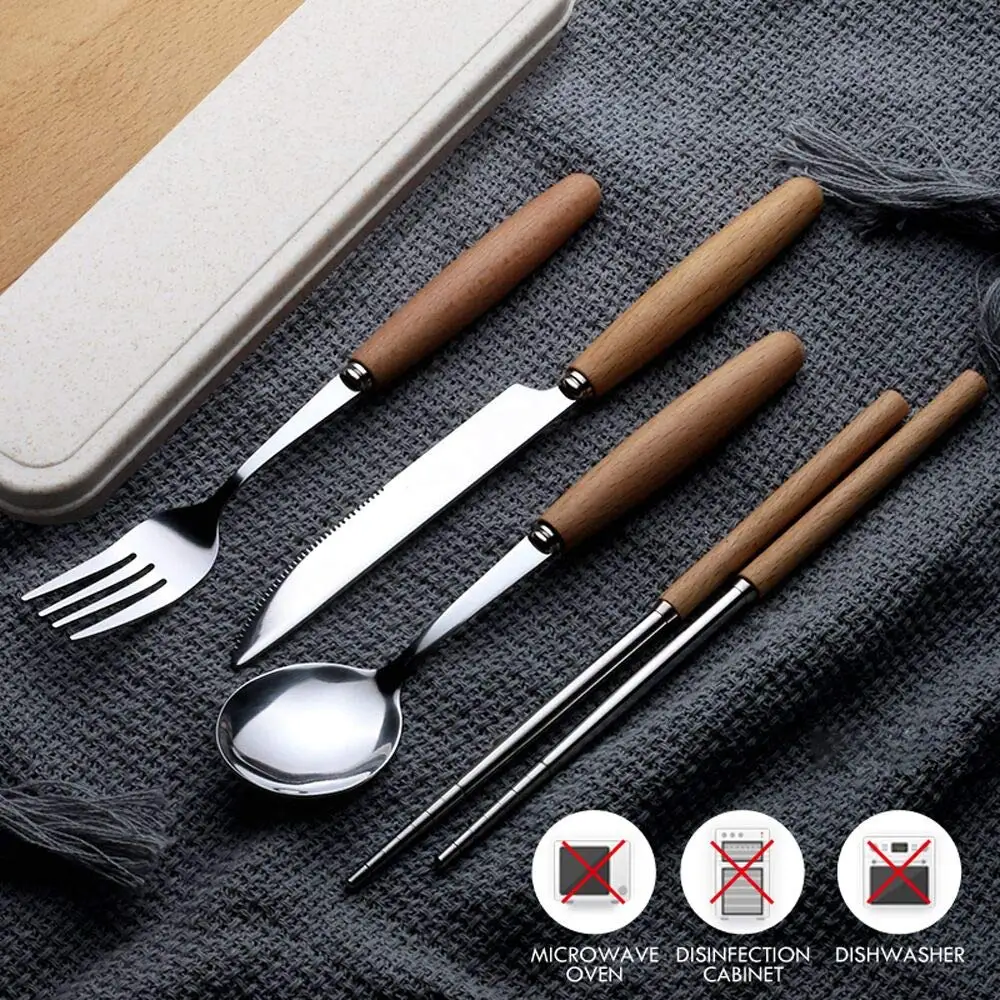 Portable Cutlery Stainless Steel Fork And Spoon Chopsticks Travel Cutlery Set With Case