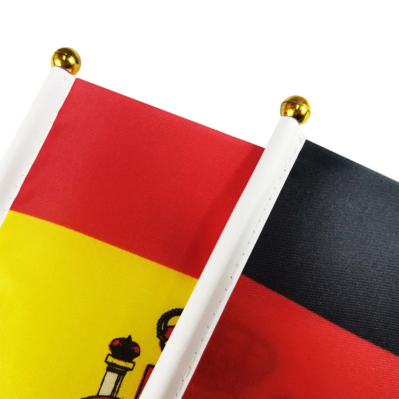 Manufacturer Cheap Price German American Table flag Custom All Countries Desk Stand Table Top Flags with Pole and Pole Holder