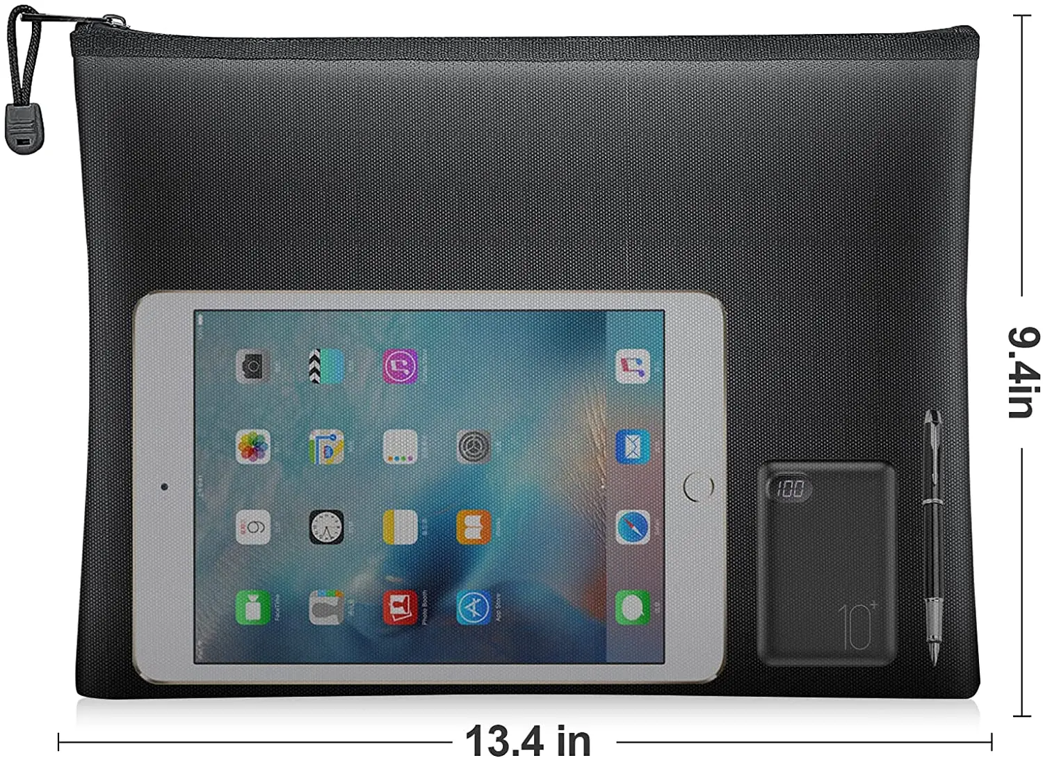 Multi-function Fireproof Document Bag with Zipper for for A4 Letter Size Document Holder File Cash Tablet Passport and Valuables