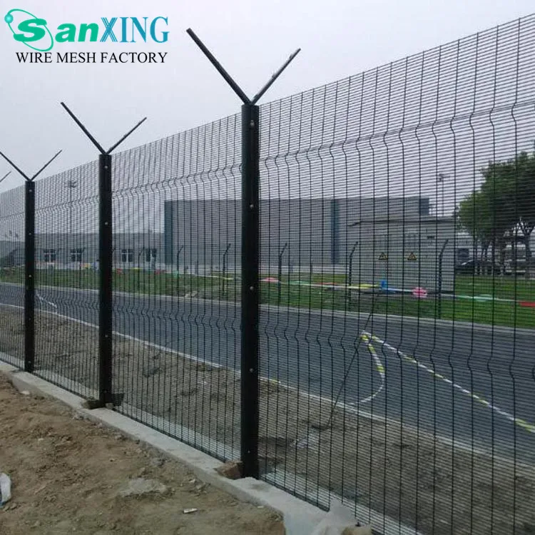 Custom Welded Wire Mesh Fence with Barbed Wire 358 Anti-climbing Fence with Anti-climbing Spikes