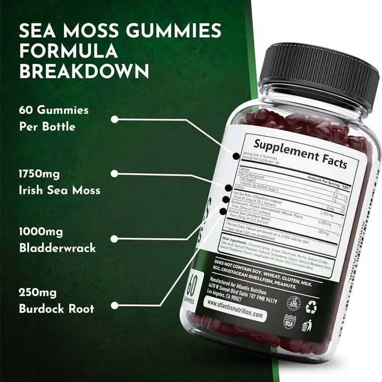 OEM Wholesale Bulk Price Organic Irish Sea Moss Extract Seamoss Blend Powder Irish Sea Moss Gummies