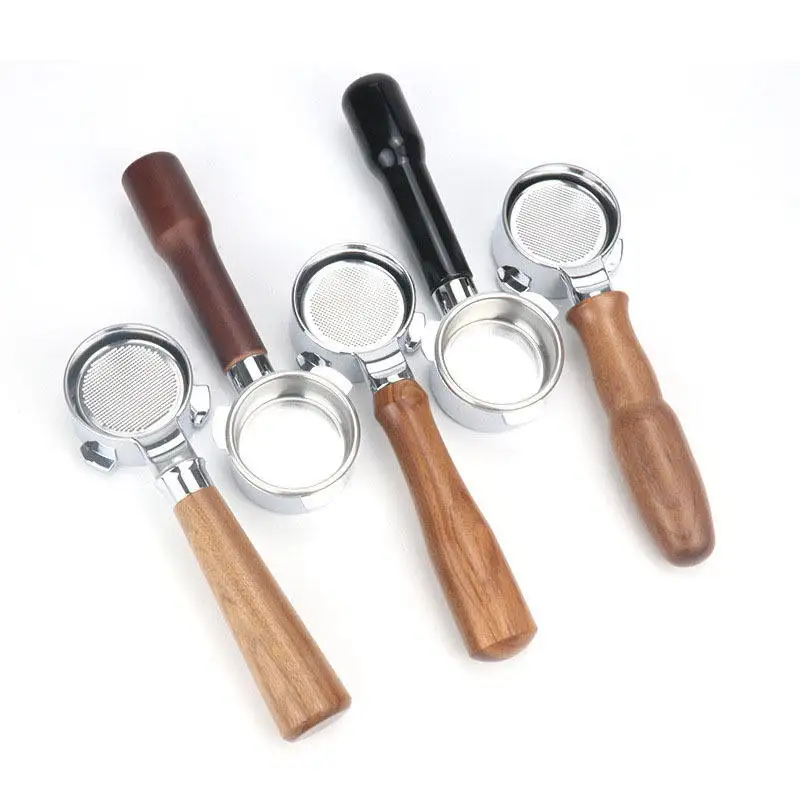 Espresso Tool Barista Stainless Steel 3 Ears Olive Wood Handle 54mm Bottomless Portafilter Coffee 51mm 58mm