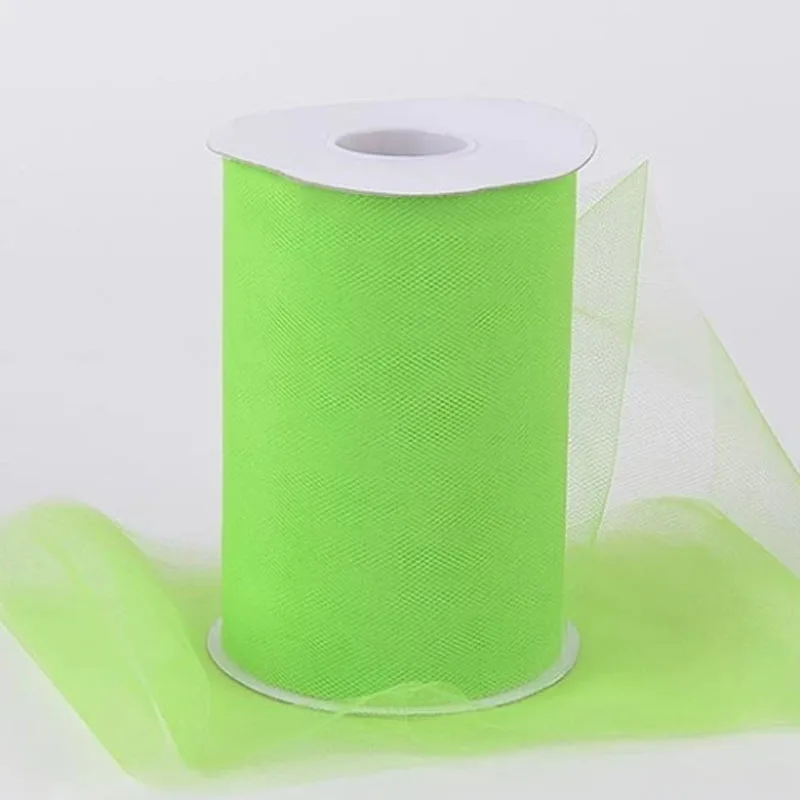 Флуоресцентный зеленый тюль, рулон супер мягкого тюля для украшения вечеринки, 100% полиэстер, 6 х100 ярдов