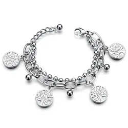 2020 stainless steel jewelry  bangle tree of life heart cross boy girl charms link chain bracelet