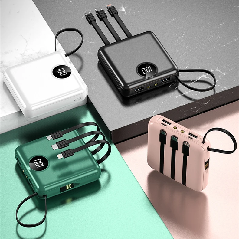 Top Selling 2022 custom logo External Battery USB Power Station 10000mAh 2A Portable Mobile Phone Charger with cable Power Banks