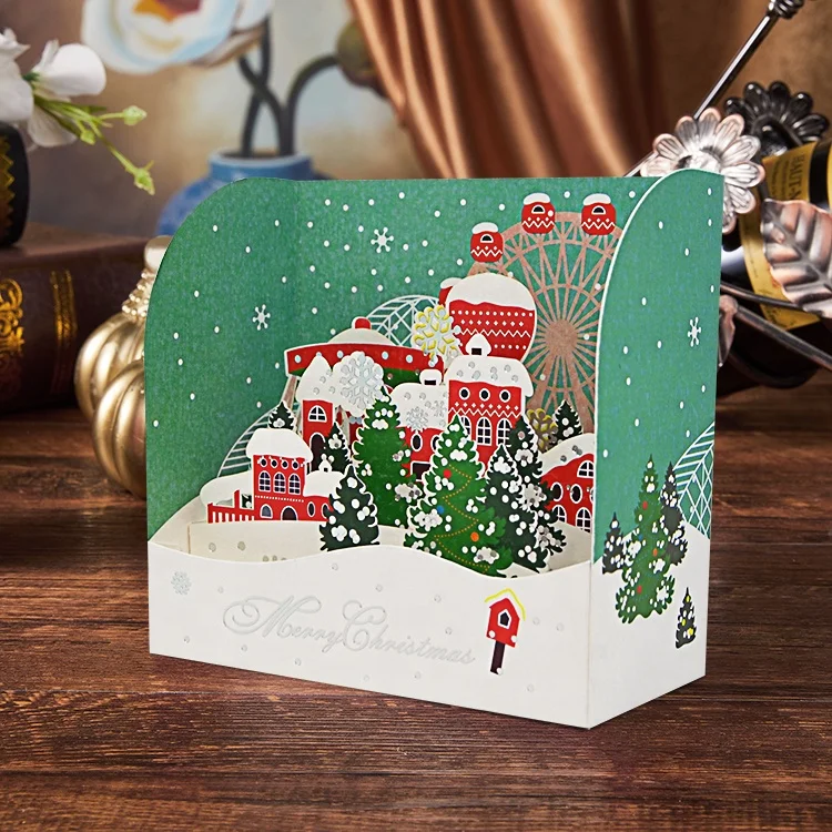 
Hot Selling 3D Pop Up handmade Card Christmas Greeting Cards 