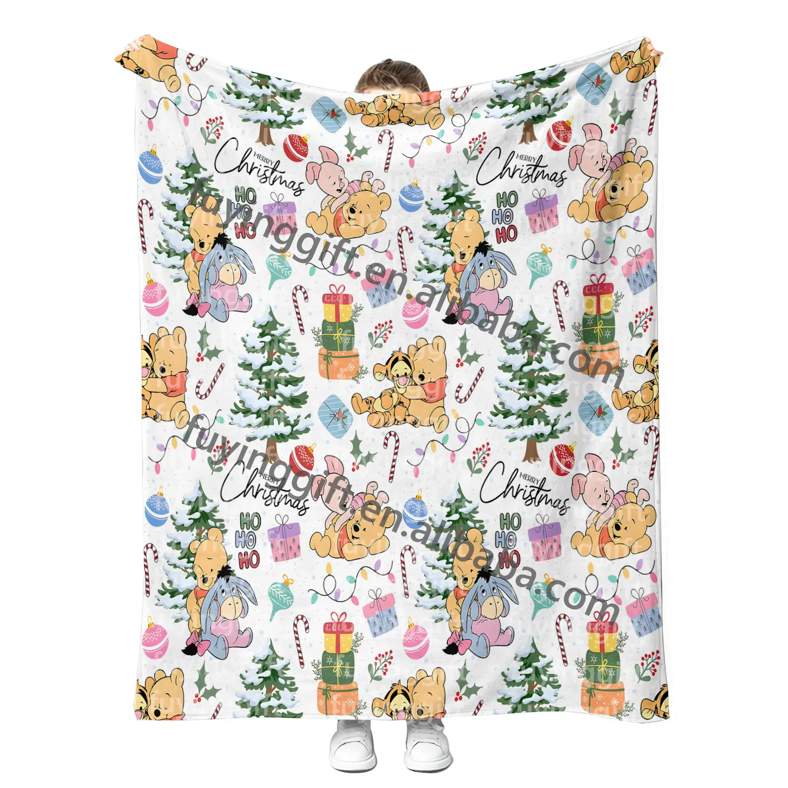 Wholesale Luxury Cartoon Mouse Minky Flannel Blanket Full Size 150 x 200 cm Christmas Blankets Gifts for Family and Friends