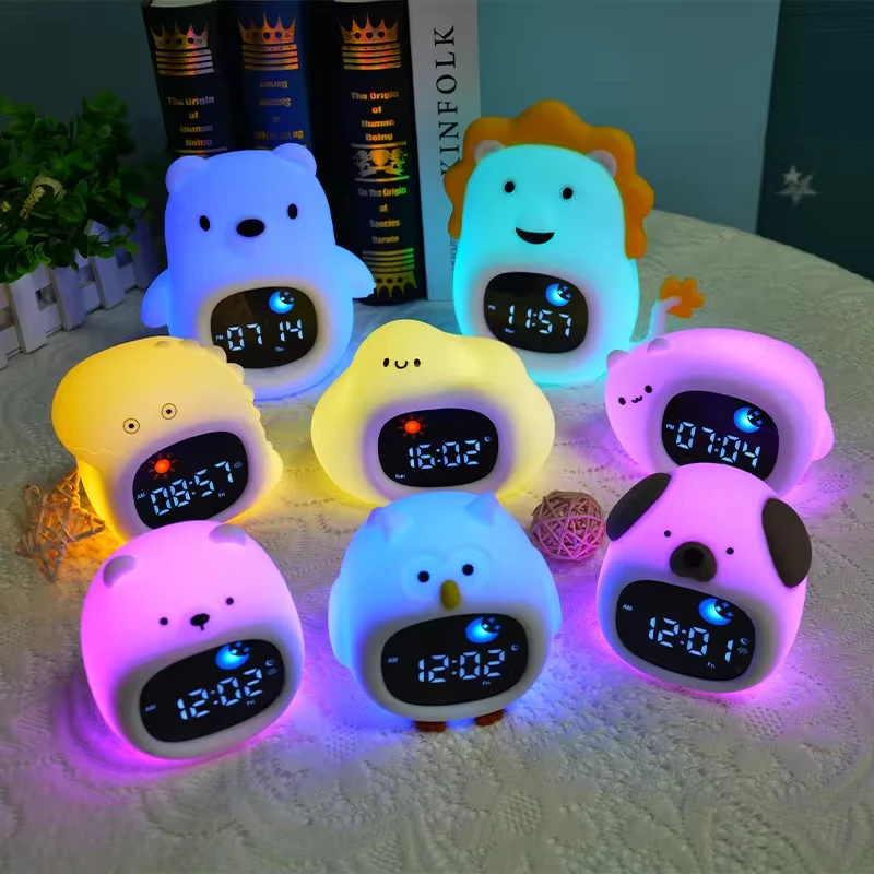Multifunctional White Noise Sleep Trainer Baby Nursery Children Bedside Lamp Cute Silicone Cloud Digital Clock with Night Light