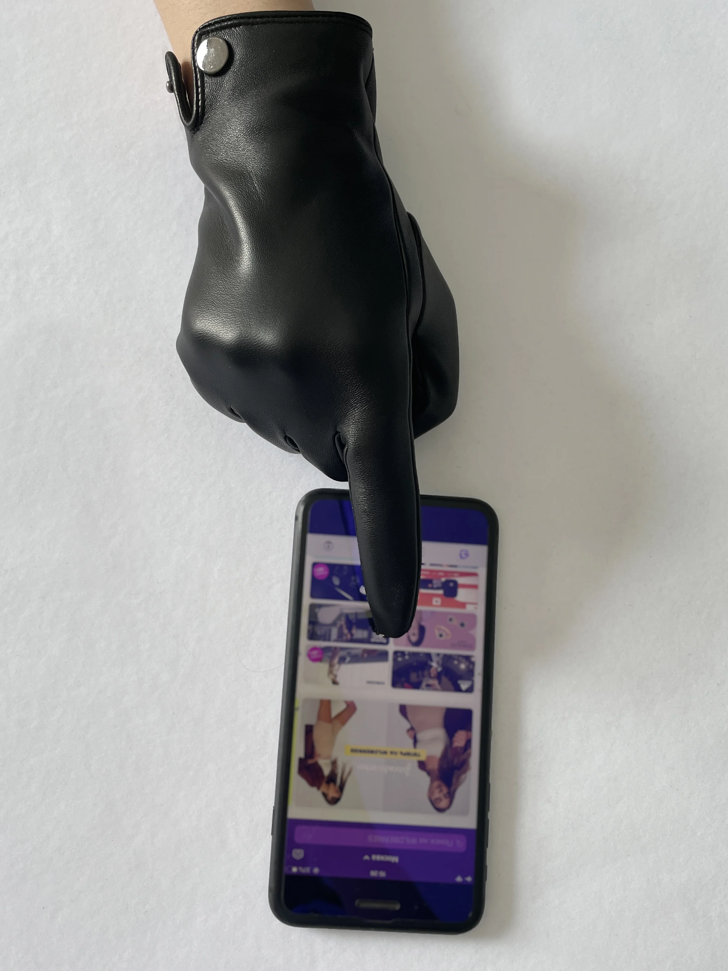 BSCI Factory Stylish Touch Screen Knitted Lining Winter Genuine Leather Gloves Women