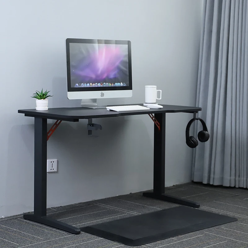 2G24 Carbon fiber texture desktop metal fixed height gaming desk frame without height adjustable function pc computer game table