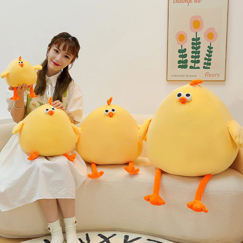 Soft Yellow Fat Chick Stuffed Toys Sofa Decoration Plush Pillow Stress Relief Dolls