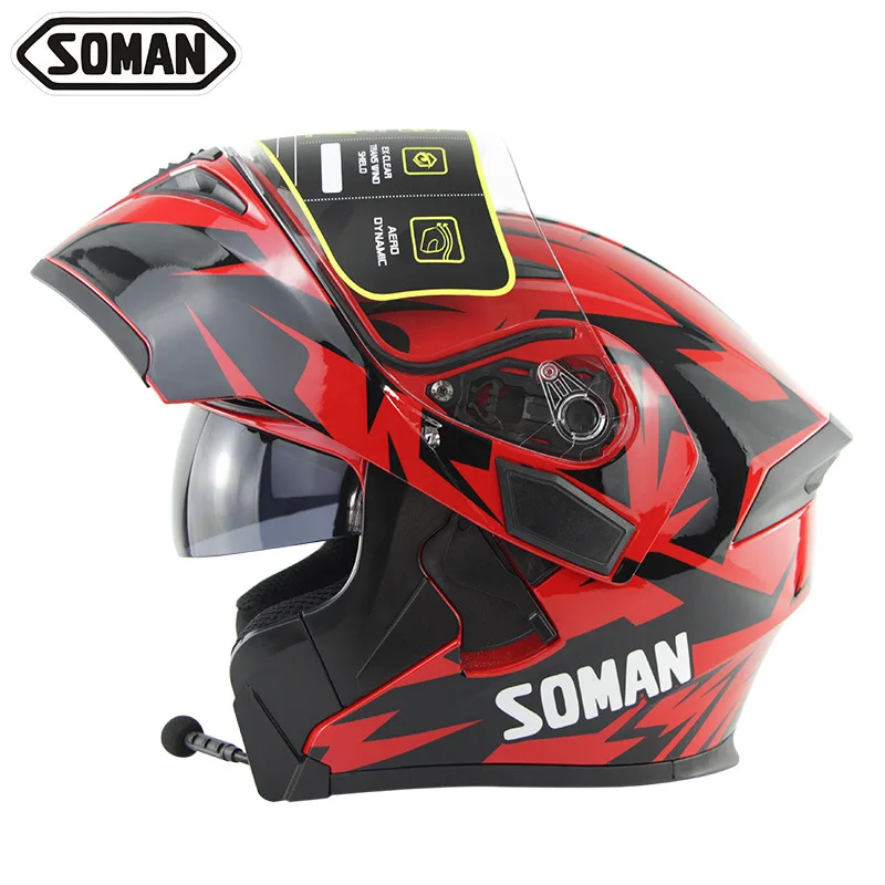 2020 Hot sale DOT approved bluetooth built-in headset helmet motorcycle helmet e-bike double visor