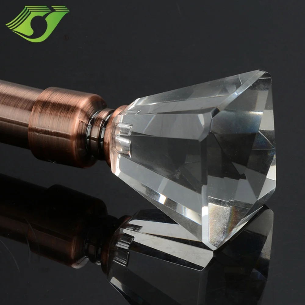 Stardeco various kind of fashion crystal finial curtain pole stainless steel curtain rod sets with accessories