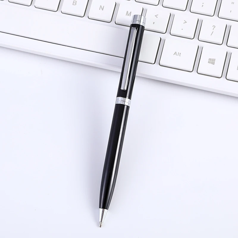 
Cheap metal pen luxury laser customized brand black advertising ballpoint pen hotel supplies promotional pen 