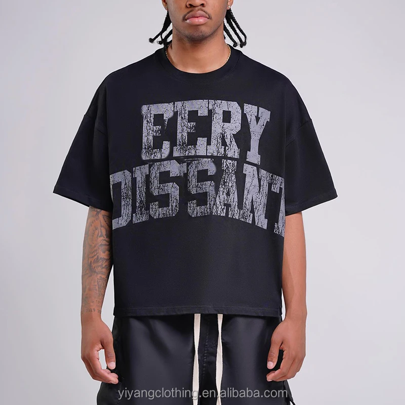 Summer High Quality Cotton Drop Shoulder Streetwear Tshirts Graphic Oversize Heavyweight Custom T Shirt For Men