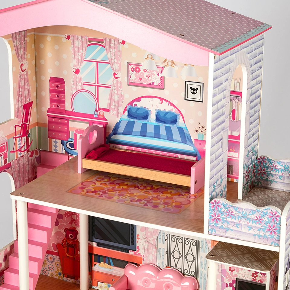 Wholesale Educational Furnitures Kids Wood Wooden Doll House for Girls