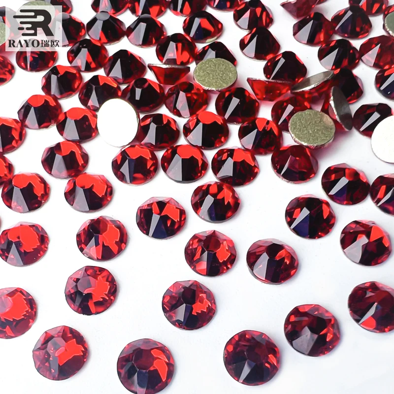 Non hot fix Rhinestone Mix Size Flat Back Crystal Rhinestones Beads Applique Nail Ss20 Siam Red color