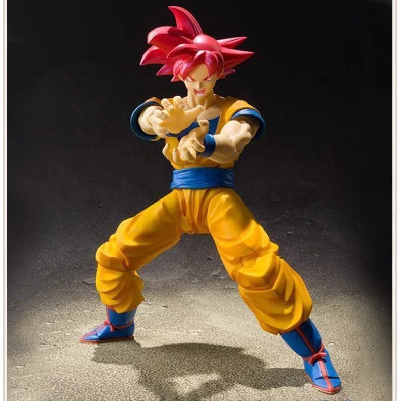 anime shf red hair goku action figure super saiyan movable pvc model doll