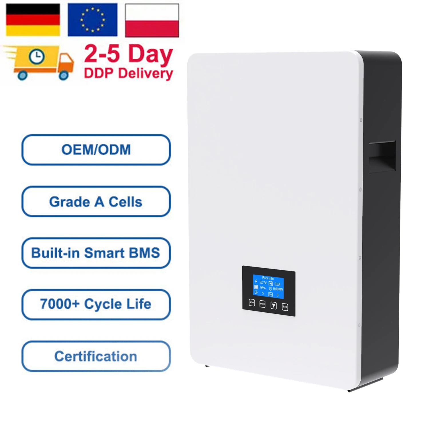 Литиево-ионный аккумулятор Derun 5Kwh 10Kwh 100Ah 200Ah Lifepo4 литий-железо-фосфатный