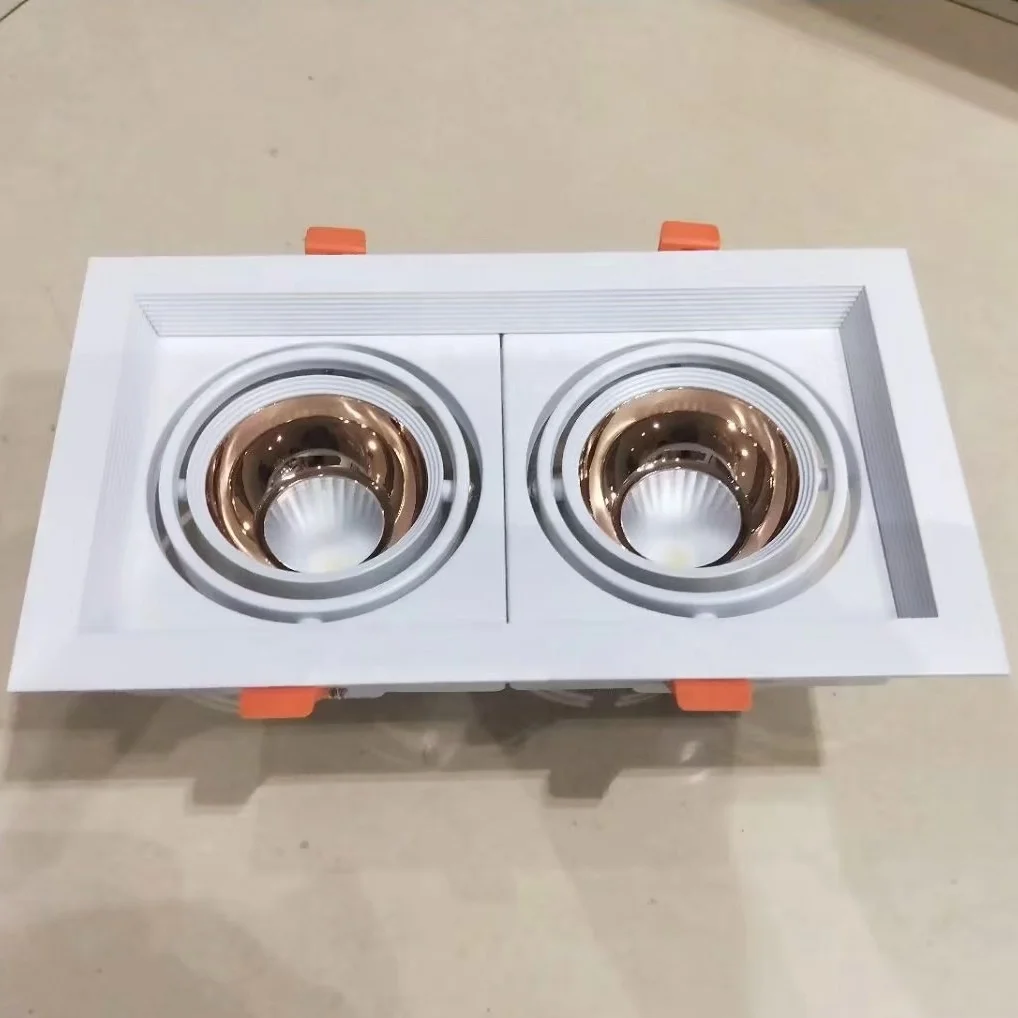 Saa anti-glare hotel recessed square single double twin adjustable gold 15w cob chrome reflector led downlight