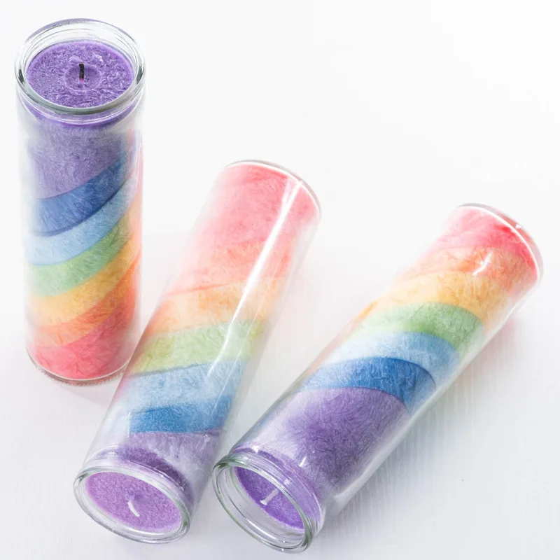 custom color Glass Religious Candle, Catholic Candles Supply 7 Chakra Candles