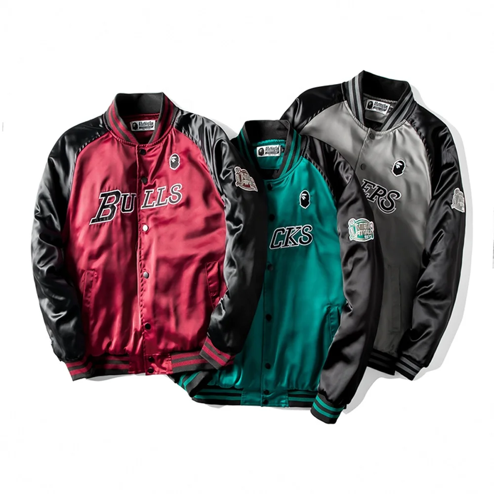 
 Оптовая продажа с завода, бейсбольная куртка, Мужская атласная куртка-бомбер  