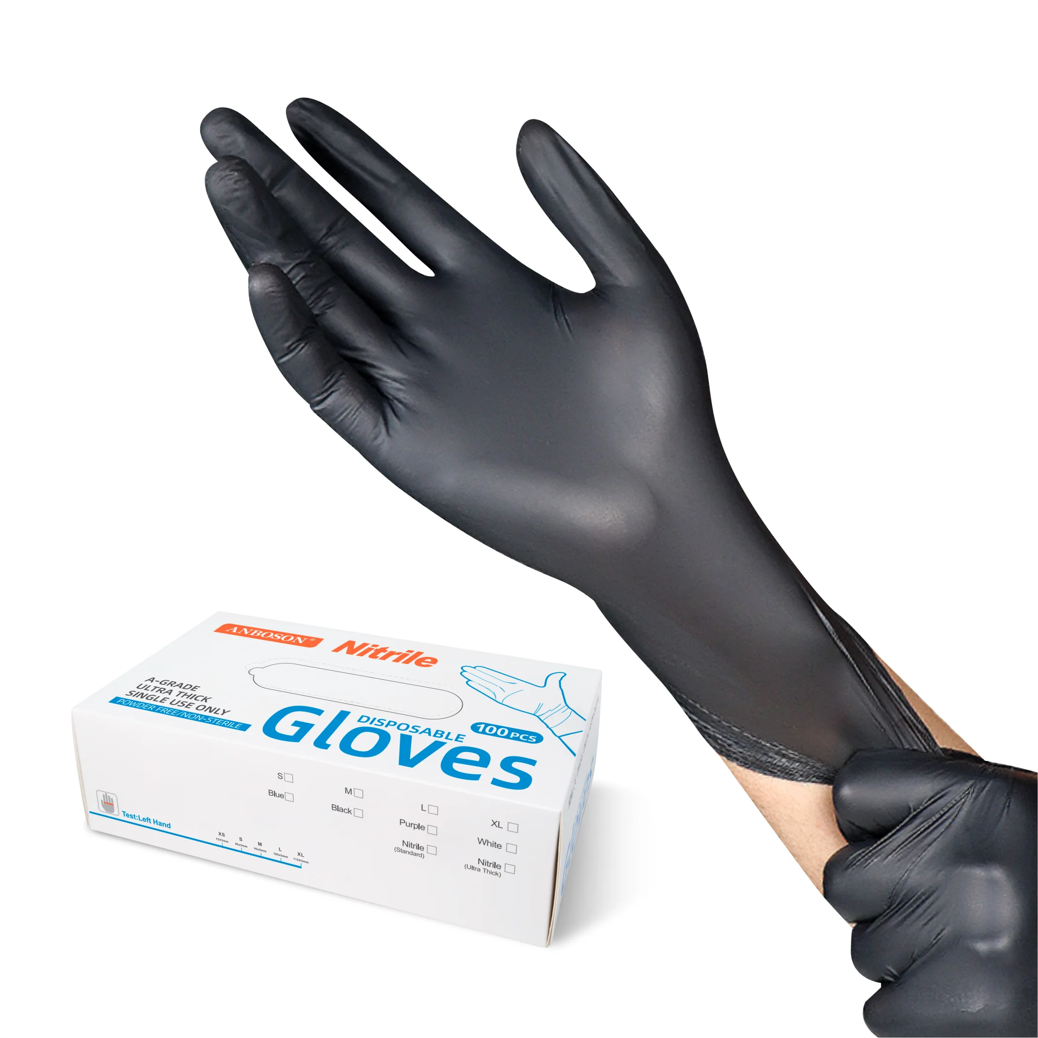 Textured Fingertips Black Nitrile Gloves 5 Mil Extra Strength for Auto repair kitchen Clean