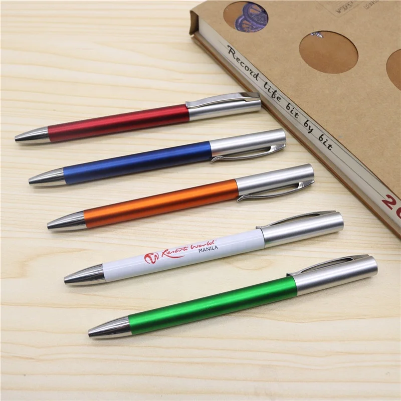 Promotional luxury white slim twist mechanism hotel Custom logo ball point Pen