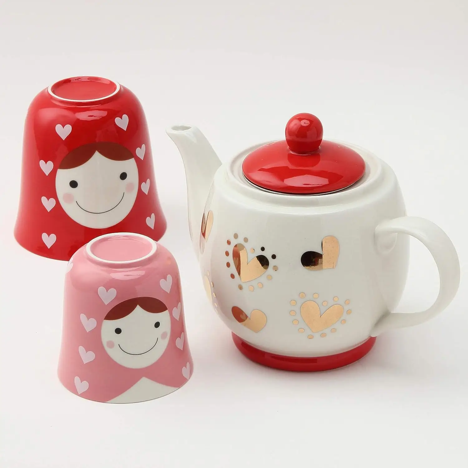 Ceramic Cartoon Girl Tea for One Set Handmade Porcelain Teapots and Cups in Bulk