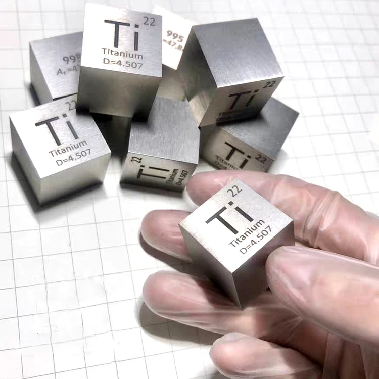 Titanium block 10mm 25.4mm titanium cube elements metal cube price per kg with laser engraving