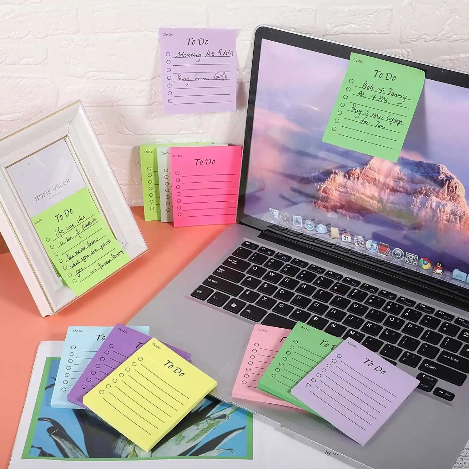 Cross-border hot selling fluorescent multicolor horizontal line English sticky notes work record notepad learning plan notepad