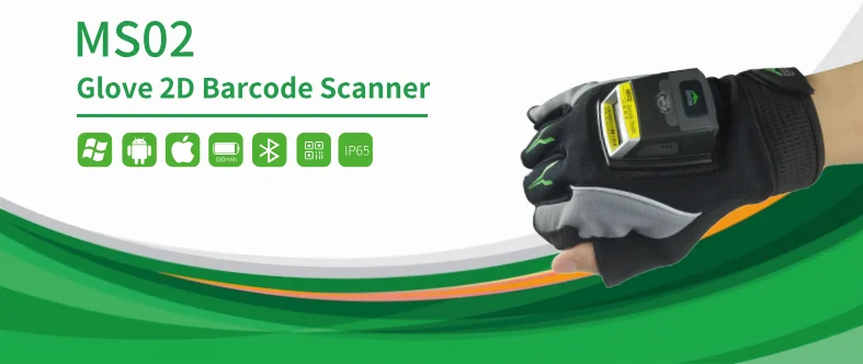 Wireless Blue Tooth Laser wearable hand Wrist Mounted Barcode scanner with finger trigger glove
