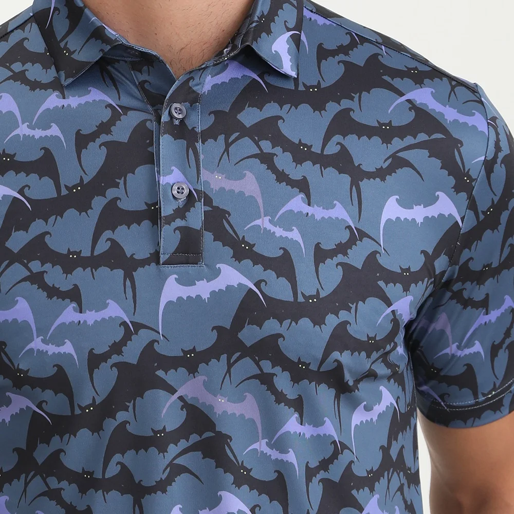 2024 Golthan Custom Logo Embroidered Dry Fit Hallowmas Day American Apparel All Over Sublimation Printing Golf Polo Shirt