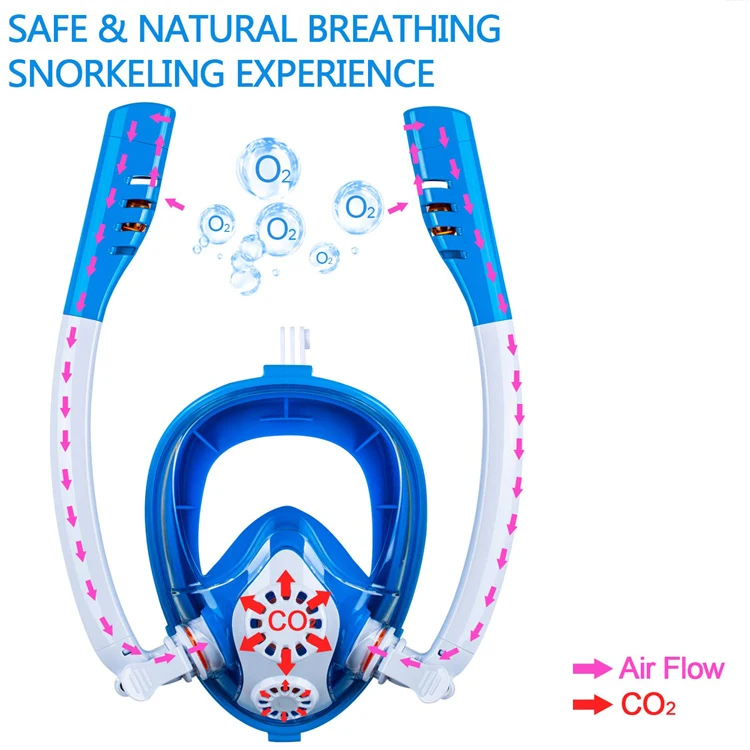 Children/kids Backstroke Swimming Breathing Snorkeling Diving Mask Anti Leak Diving Mask with Double Tubes