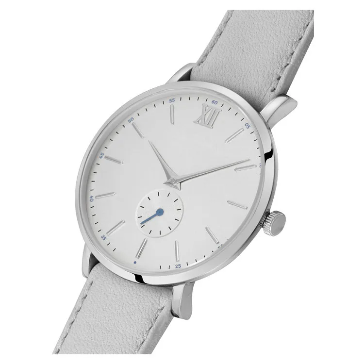 Luxury Wholesale Big Dial Dress Fashion Gift Gray Genuine Leather Band Wristwatch For Women