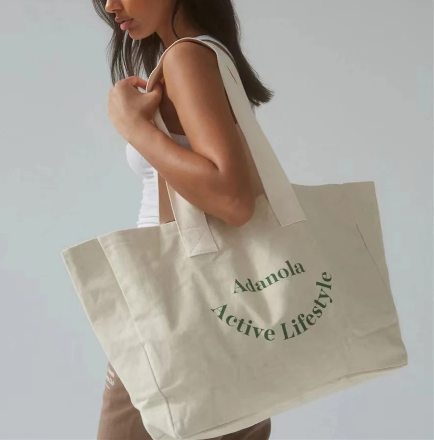 Custom Logo Oversize Giant Large Fashion Weekender Grocery Gift Shopping Cotton Canvas Tote Bag