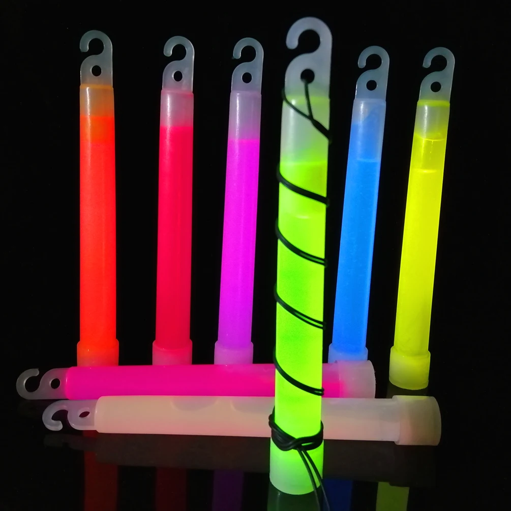 
15*150mm 6 inch flashing light stick glow sticks party stick with hook and elastic lanyard 