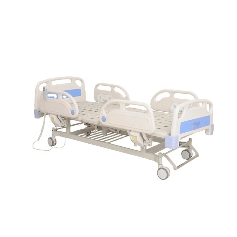 Jiede Medical consumables medical furniture two function electric hospital bed for patients with side rail central locking caste