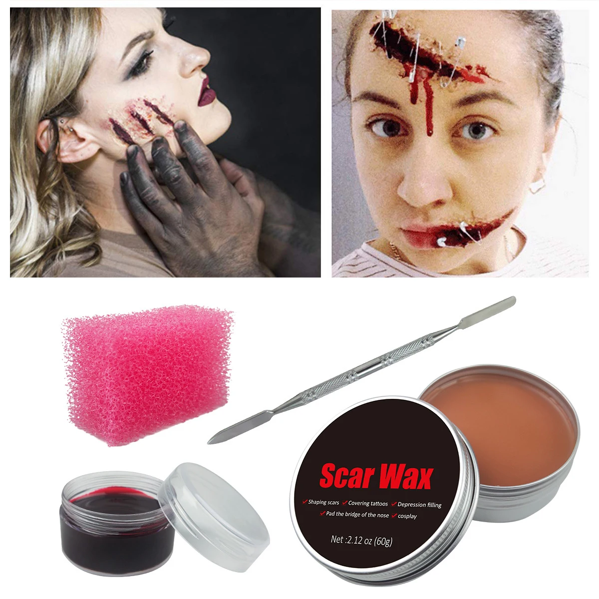 Special Effects Cosplay Body Fake Nose Face Wound Modeling Spatula Festival Stage Zombie Theatrical Burn SFX Makeup Kit