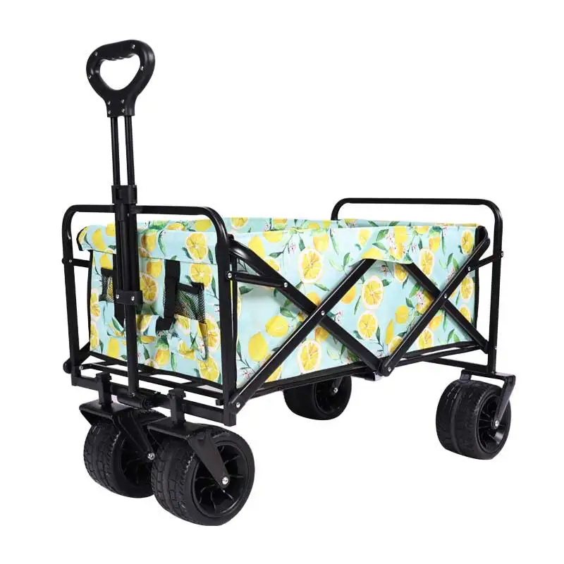 Feistel Collapsible Foldable Extended Wagon, Heavy Duty Folding Utility Garden Camping Cart with Big All-Terrain Beach Wheels
