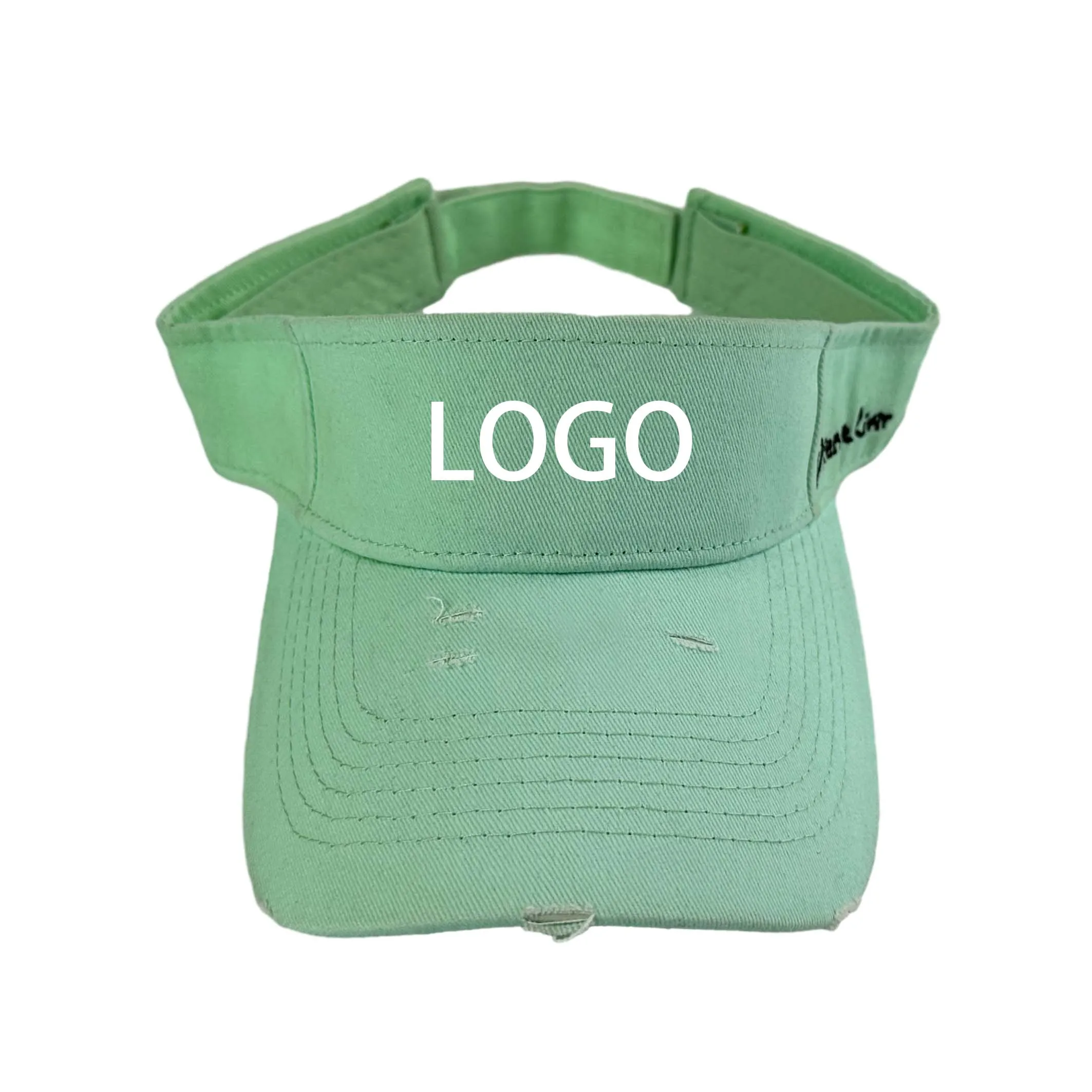 Wholesale Summer Adjustable Wide Brim Caps Solid Color Uv block Custom Logo embroidery Breathable Visor Hats For Women Men
